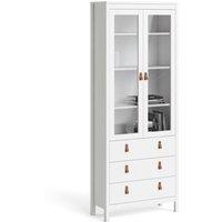 Barcelona China Cabinet 2 Doors w/ Glass + 3 Drawers - White, White