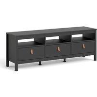 Furniture To Go Barcelona TV-Unit 3 Drawers In Matt Black, Black