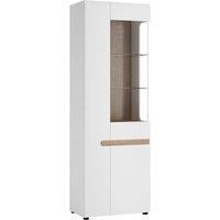 Chelsea Tall Glazed Narrow Display Unit - White w/ Oak Trim, White