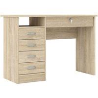 Function Plus Desk 5 Drawers In Oak Effect, Brown