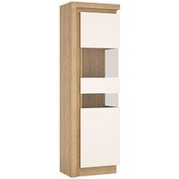 Lyon Tall Narrow Display Cabinet (rhd) In Riviera Oak Effect/White High Gloss, White