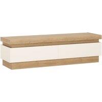 Lyon 2 Drawer TV Cabinet In Riviera Oak Effect/White High Gloss, White