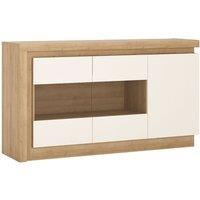 Lyon 3 Door Glazed Sideboard- Oak Effect/White High Gloss, White