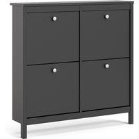 Furniture To Go Madrid Shoe Cabinet 4 Compartments In Matt Black, Black