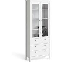 Madrid China Cabinet 2 Doors With Glass + 3 Drawers In White, White