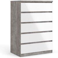 Indoor Furniture Group Naia Chest Of 5 Drawers In Concrete And White High Gloss