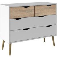 Indoor Furniture Group Oslo Chest Of 4 Drawers (2+2) In White And Oak Effect