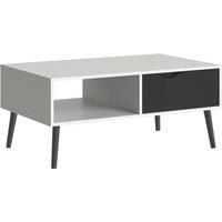 Oslo Coffee Table 1 Drawer 1 Shelf In White And Black Matt, White