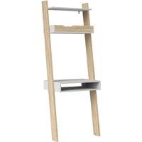 Oslo Leaning Desk In White And Oak Effect, White