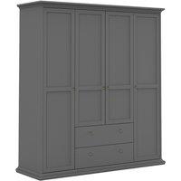 Indoor Furniture Group Paris Wardrobe With 4 Doors And 2 Drawers In Matt Grey