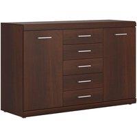 Imperial 2 Door 5 Drawer Sideboard In Dark Mahogany Melamine, Brown