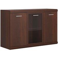 Imperial 3 Door Glazed Sideboard In Dark Mahogany Melamine, Brown