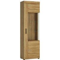 Cortina Tall Glazed Display Cabinet Right Hand In Grandson Oak Effect, Brown