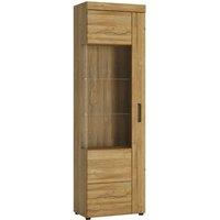 Cortina Tall Glazed Display Cabinet Left Hand In Grandson Oak Effect, Brown