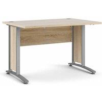 Prima Desk 120 Cm In Oak Effect With Silver Grey Steel Legs, Silver