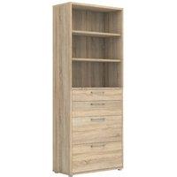 Prima Bookcase 2 Shelves With 2 Drawers And 2 File Drawers In Oak Effect, Brown