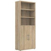 Furniture To Go Prima Bookcase 5 Shelves With 2 Doors In Oak Effect, Brown