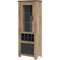 Rapallo 2 Door Display Cabinet With Wine Rack In Chestnut And Matera Grey