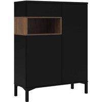 Roomers Sideboard 2 Drawers 1 Door In Black And Walnut, Black