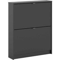 Shoes Hallway Storage Cabinet w/ 2 Doors/1 Layer Matt Black, Black