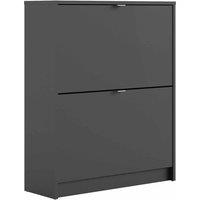 Shoes Hallway Storage Cabinet w/2 Tilting Doors - Matt Black, Black