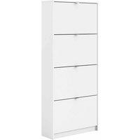 Shoes Hallway Storage Cabinet With 4 Tilting Doors And 2 Layers White, White