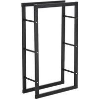 HOMCOM 100cm Metal Firewood Log Holder Rack Elevated Design Base Side Rails, Black