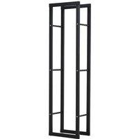 HOMCOM 150cm Metal Firewood Log Holder Rack Elevated Design Base Side Rails, Black