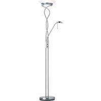 Ensora Lighting Hunter 2 Light Floor Lamp Satin Chrome, Silver