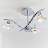 Ensora Lighting Tara Crystal 3 Light Semi Flush Ceiling Light, Silver