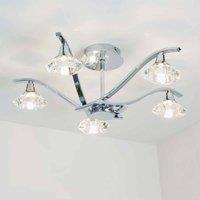 Ensora Lighting Tara Crystal 5 Light Semi Flush Ceiling Light, Silver