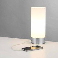 Ensora Lighting Rio USB Table Lamp Nickel, Silver