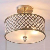 Ensora Lighting Colette Crystal 3 Light Flush Ceiling Light, Gold
