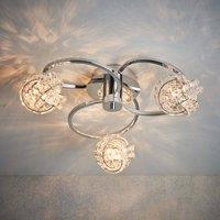 Ensora Lighting Jana 3 Light Semi Flush Ceiling Light, Silver