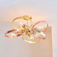 Ensora Lighting Lucas 6 Light Semi Flush Ceiling Light, Gold