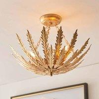 Ensora Lighting Nisha Flush Ceiling Light Gold, Gold