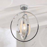 Ensora Lighting Skye Bathroom Semi Flush Ceiling Light, Silver