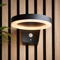 Ensora Lighting Azriel LED Outdoor Solar PIR Wall Light, Black
