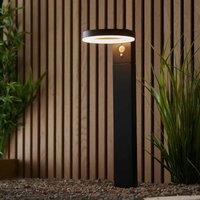 Ensora Lighting Azriel LED Outdoor Solar PIR Post Light, Black
