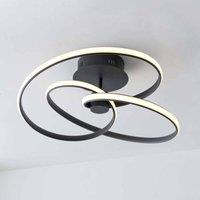 Ensora Lighting Sana LED Semi Flush Ceiling Light Black, Black