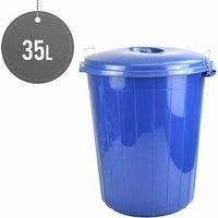 Sterling Ventures 35L Garden Waste Rubbish Dust Bin With Locking Lid (blue), Blue