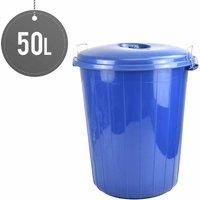 Sterling Ventures 50L Garden Waste Rubbish Dust Bin With Locking Lid (blue), Blue