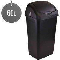 Sterling Ventures 60 Litres Premium Plastic Swing Bin For Home And Kitchen Rubbish Waste (black)