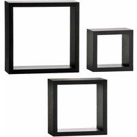 Interiors By Ph Wall Cubes Set Of 3 Black (mdf/Pvc Coating), Black