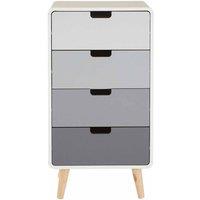 Interiors By Ph 4 Drawer Cabinet White / Grey / Light Grey Pine Wood Legs, White