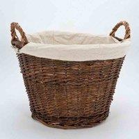 Harewood International Inglenook Wicker Basket Removable Linen Liner Logs, Brown