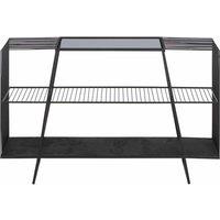 Interiors By Ph Console Table Grey Glass Top Black Metal Frame, Grey