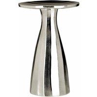 Interiors By Ph Candle Holder Small Pillar Grind Nickel Finish, Silver