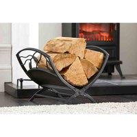 Harewood International Inglenook Black Folding Leaf Style Log Basket, Black