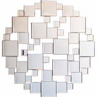 Crossland Grove Southall Round Silver Abstract Wall Mirror, Silver